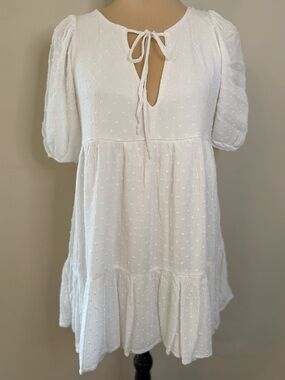 Altar’d State white Swiss dot mini dress SZ SM